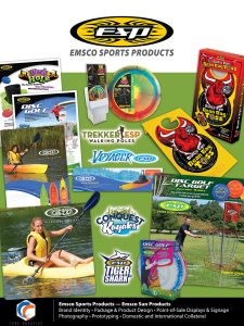 Image Text Description: Client- ESP Project Scope:Emsco Sports Products —Emsco Sun Products Brand Identity •Package & Product Design •Point-of-Sale Displays &Signage Photography •Prototyping •Domestic and International Collateral