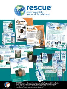 Image Text Description:EMSCO Group - Rescue® Environmentally Responsible Products Brand Identity •Logo Development •Point-of-Purchase Displays/Signage Package Design •Trade Show/Booth Design &Support •Sales Promotions Photography •Printing and Production Research