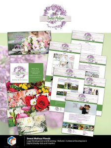 Image Text Description: S w e e t Melissa Florals Logo Development and Branding •Website •Collateral Development Digital Display Ads and Graphics