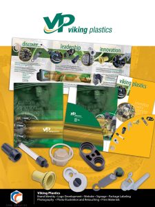 Image Text Description: Client Name:Viking Plastics Brand Identity •Logo Development •Website •Signage •Package Labeling Photography • Photo Illustration and Retouching •Print Materials